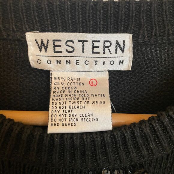VTG Western Connection NWT 80s Sweater Beaded L Glam Sequin Gemstone Abstract - Picture 7 of 10